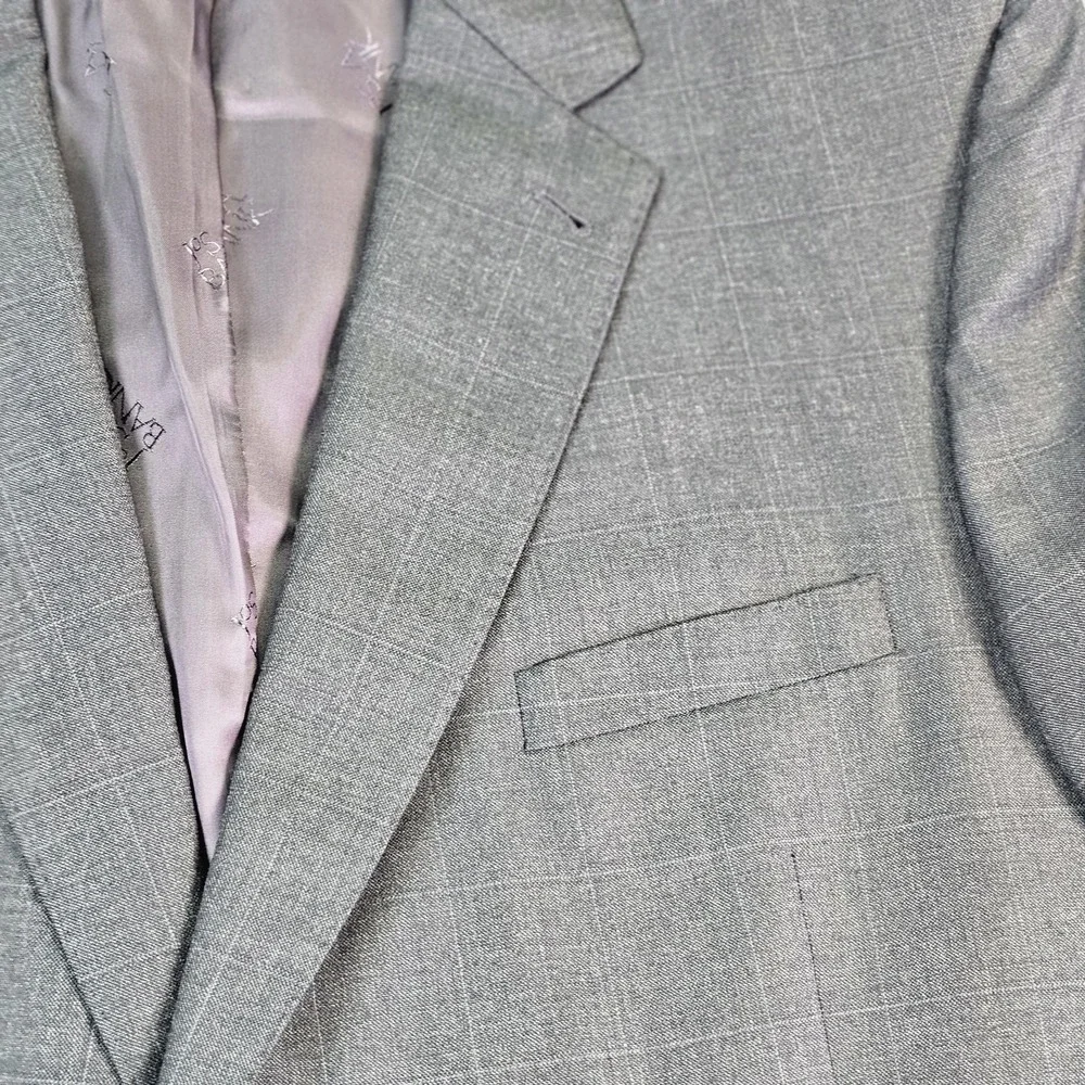 Jos. A. Bank Suit Jacket‎ Mens 48R Gray Plaid Wool Signature Two Button Blazer